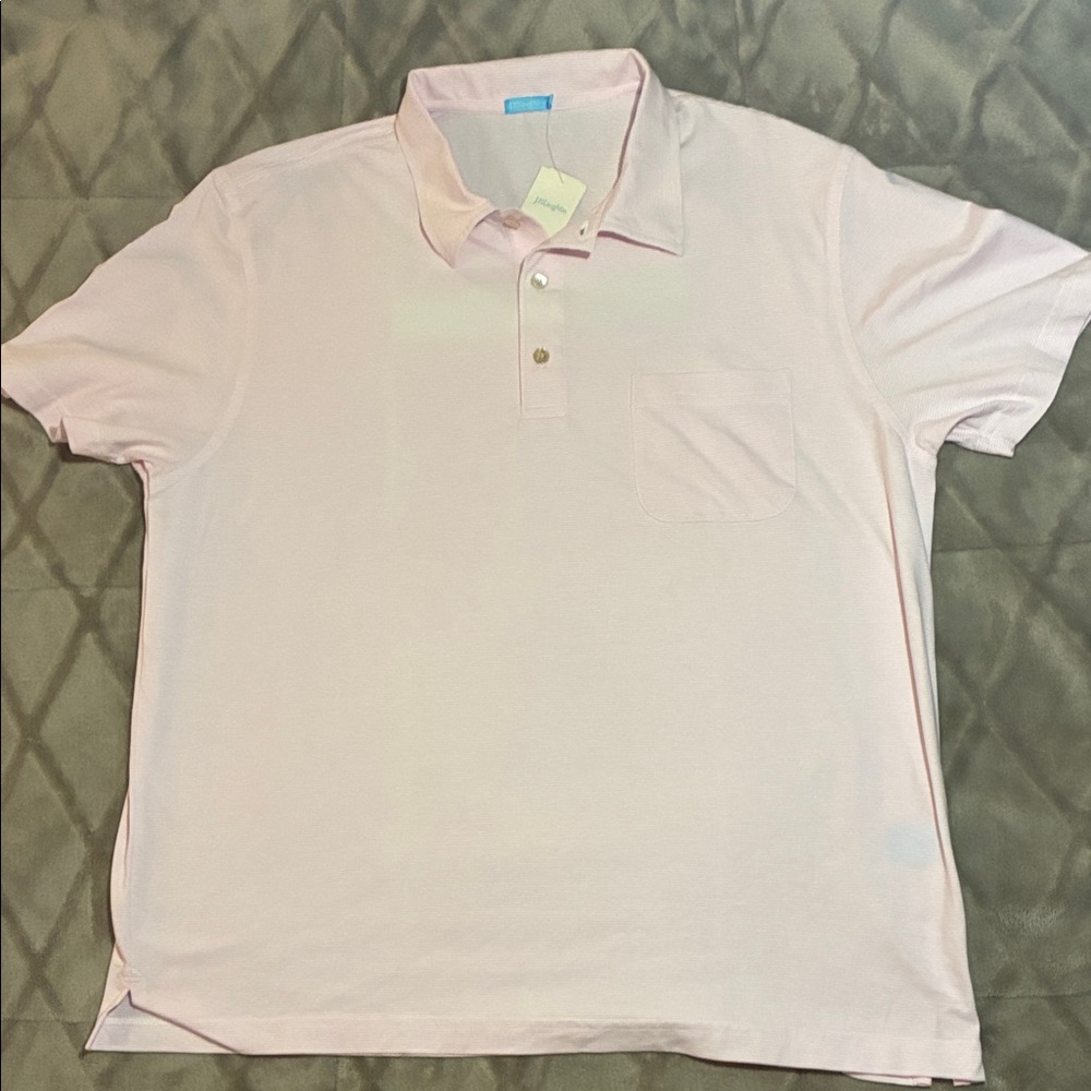 J McLaughlin Callahan Fineline Men's Pink/White Striped Polo XL NWT